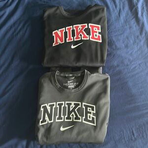 Men’s medium Nike Therma-fit crewneck. Black and red, charcoal.